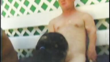 Outside, a midget and a black guy fuck a white slut - 6 image