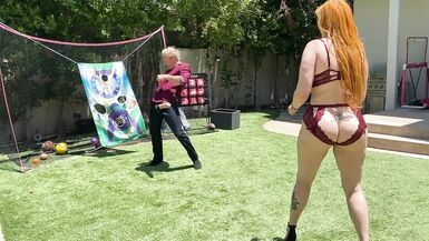 Big Ass Redhead Milf Plays Dick Ball With Step Son's Huge White Cock - 4 image