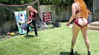 Big Ass Redhead Milf Plays Dick Ball With Step Son's Huge White Cock - 9 image