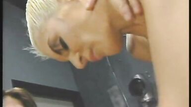 Gorgeous babe likes it when her wet tight holes are banged hard by huge poles