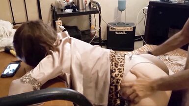 Amoul Solo, 864 - Amateur White Slut, Satin Grey Thong, Heels, Blowjob, POV, Doggy Style, Rimming