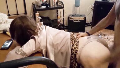 Amoul Solo, 864 - Amateur White Slut, Satin Grey Thong, Fersen, Blowjob, POV, Doggy Style, Rimming - 3 image