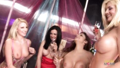 Milfs flashing their tight asses as they organize a lez party to fuck - 8 image