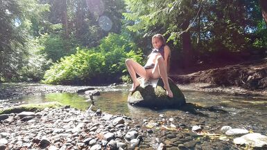 Longpussy on the Creek. Getting some Piercing Dimensions while hanging outdoors. - 1 image
