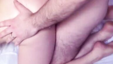 Hairy white dude sticks skinny strumpet as two lesbians muff dive on the couch - 11 image