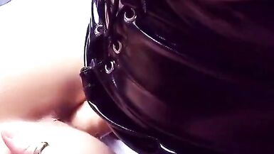Brunette gets bent over and girl fucks her with massive strap-on - 9 image