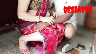 desi avni bangali mother working in kitchen while he want to suck her boobs - 4 image