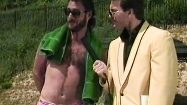 Sexy brunette in a bikini gets fucked doggy style by the pool