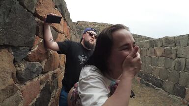 A couple has risky sex while visiting an ancient fortress. Trying not to get caught by guards. - 10 image