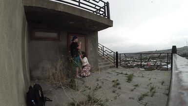 A couple has risky sex while visiting an ancient fortress. Trying not to get caught by guards. - 14 image