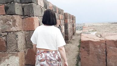 A couple has risky sex while visiting an ancient fortress. Trying not to get caught by guards. - 7 image