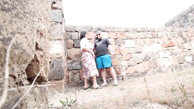 A couple has risky sex while visiting an ancient fortress. Trying not to get caught by guards. - 8 image