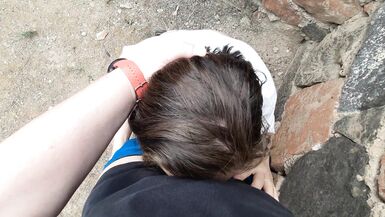 A couple has risky sex while visiting an ancient fortress. Trying not to get caught by guards. - 9 image