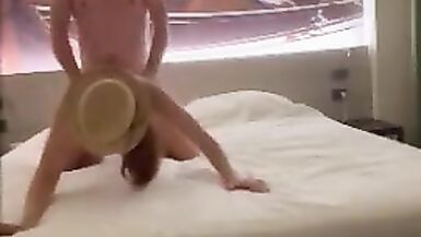 Hot cowboy sex in hats in Venice. Delicious penis with champagne - 4 image