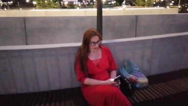 BIG TITS MILF IN A RED DRESS MEETS A STRANGER AND BLOWS HIM IN AN ELEVATOR - 15 image
