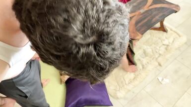 Nagging mother-in-law wants stepson to clean but gets stuck and fucked instead - 7 image