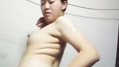 Asian Chinese girl at home alone play