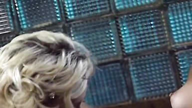 Two blonde lesbian milfs meet at the bar to masturbate - 8 image