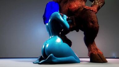 Monster Huge cock of this Minotaur perfectly stretches the pussy of this Blue skinned babe - 6 image