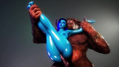 Monster Huge cock of this Minotaur perfectly stretches the pussy of this Blue skinned babe - 7 image
