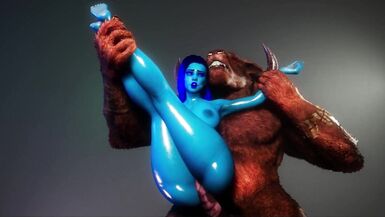Monster Huge cock of this Minotaur perfectly stretches the pussy of this Blue skinned babe - 8 image