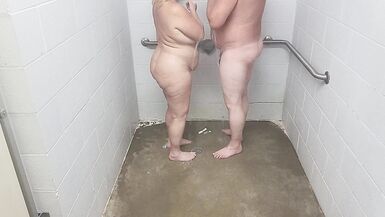 Husband and blonde wife showering - 3 image