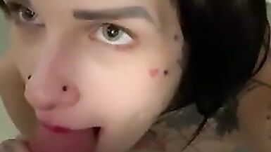 Pregnant Goth Takes A Bath And It Ends With A Blowjob And Facial! - 12 image