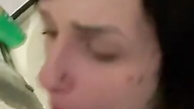 Pregnant Goth Takes A Bath And It Ends With A Blowjob And Facial! - 13 image