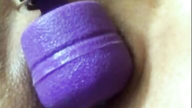 Beautiful wet cunt with big lips gets an orgasm from a vibrator and squirts wildly on camera close-up - 14 image