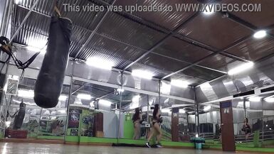 THE BEAUTIFUL MILF PERFORMS CARDIO AT THE GYM IN A THONG SHOWING HER RICH ASS - 9 image