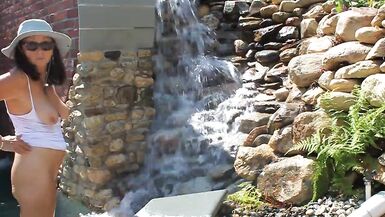 Great Outdoor Waterfall Fuck Then Candi Annie Swallows Cum Load - 6 image