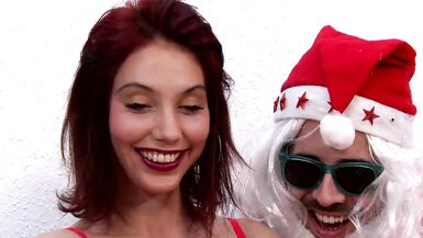 Shy spanish amateur housewife takes Santa's big rod