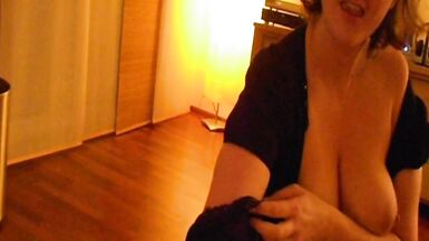 MILF gives stepson a nylon handjob