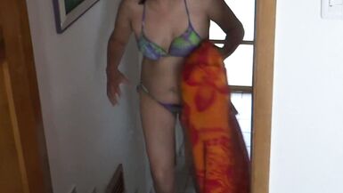 First time at the business beach with my boss and he makes me a big cumshot in my hairy pussy - 4 image