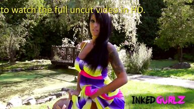 Inked Gurlz - Big Boobs Tan Milf Banged on the Lawn Outside in Public - 2 image