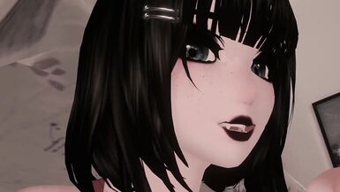 Sweet Romantic kiss and cuddle VR Virtual Goth GF comforts you during thunderstorm viewer POV - 10 image