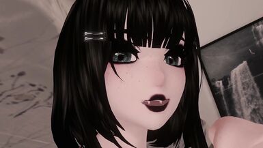 Sweet Romantic kiss and cuddle VR Virtual Goth GF comforts you during thunderstorm viewer POV - 14 image