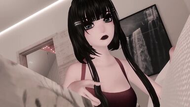 Sweet Romantic kiss and cuddle VR Virtual Goth GF comforts you during thunderstorm viewer POV - 2 image