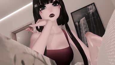 Sweet Romantic kiss and cuddle VR Virtual Goth GF comforts you during thunderstorm viewer POV - 3 image