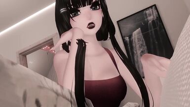 Sweet Romantic kiss and cuddle VR Virtual Goth GF comforts you during thunderstorm viewer POV - 4 image
