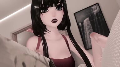 Sweet Romantic kiss and cuddle VR Virtual Goth GF comforts you during thunderstorm viewer POV - 5 image
