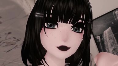 Sweet Romantic kiss and cuddle VR Virtual Goth GF comforts you during thunderstorm viewer POV - 9 image