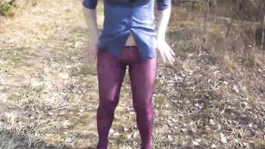 Piss. Pissing. Golden Rain. Urine. Milf pissing from car, in nature, in toilet. Fetish. Stockings. High heels. Squirt - 7 image