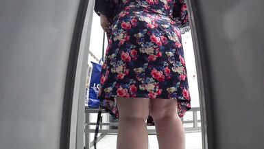 Hidden cam in the public locker room at the pool spying on a mature milf with a juicy ass, big boobs, hairy pussy and a plump belly. Amateur fetish. PAWG.