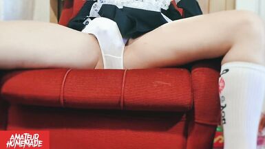 UPSKIRT : Milf In White Socks And White Panties Pisses On The Outdoor And Masturbates Her Puffy Juicy Pussy - 5 image