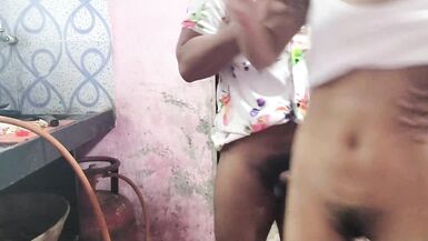 Seeing the maid cooking food in the kitchen, she did not like it, then started pelting it on the same. - 12 image
