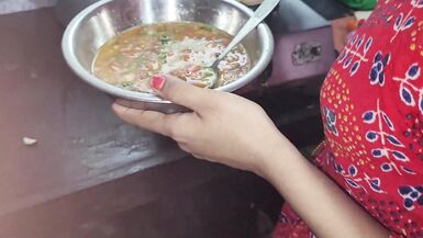 Seeing the maid cooking food in the kitchen, she did not like it, then started pelting it on the same. - 4 image