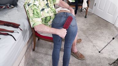 TMS-25-1) Petite Amateur MILF Receives OTK Spanking and Paddling - 15 image