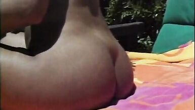 Superb ebony slut welcomes white man to fuck her pink wide cunt outdoor - 7 image