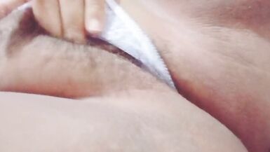 my chubby girlfriend masturbates with her dildo, she puts it in her hairy and chubby pussy and cums - 6 image